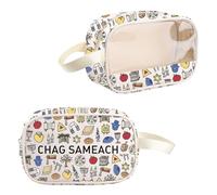 PYOUL Jewish Inspired Gift Chag Sameach Clear Makeup Bag Jewish Holiday Travel Gift Hanukkah Toiletry Bag (Chag Sameach MB)