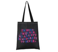 PYOUL LGBQT Pride Gift I'm Here I'm Queer My Anxiety Is Moderate To Severe Tote Bag Bisexual Pride Handbag Queer Merch (Moderate To Severe Tote)