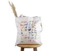 PYOUL Light Academia Inspired Gift Medieval Creatures Tote Bag Manuscript Animals Handbag Bestiary Mythology Gift (Medieval Creatures Tote)