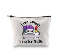 PYOUL Mental Health Gift Live Laugh Toaster Bath Makeup Bag Bathroom DHumor Joke Cosmetic Bag Mental Health Dark Humor Gift (Laugh Toaster Bath B)