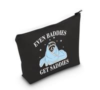 PYOUL Mental Health Matters Merch Funny Raccoon Meme Even Baddies Get Saddies Makeup Bag ADHD Gift Therapist Gift Raccoon Gift (Even Baddies Bag EU)