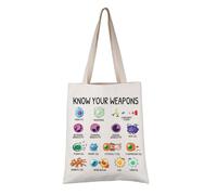PYOUL Microbiology Lover Gift Know Your Weapon Tote Bag Doodle Immune System Handbag Biology Science Gift (Your Weapon Tote)