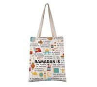 PYOUL Mubarak Islamic Ramadan Gift Ramadan Themed Tote Bag Ramadan Month Handbag Islamic Fasting Gift (Ramadan Themed Tote)