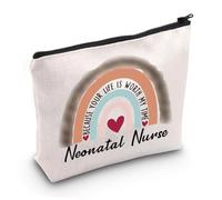 PYOUL Neonatal Nurse Rainbow Makeup Bag NICU Nurse Because Your Life is Worth My Time Cosmetic Bag (Neonatal Nurse B EU)