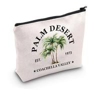 PYOUL Palm Springs Cosmetic Bag Palm Desert Coachella Valley Est 1973 Makeup Bag California Palms Pouch Bag Palm Tree Lovers Gift (Palm Desert Bag EU)