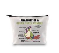 PYOUL Parrot Bird Lover Gift Anatomy of A Green Cheek Conure Makeup Bag Green Cheek Conure Mom Cosmetic Bag Bird Owner Merch (A Green Cheek C Bag)