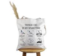PYOUL Pigeon Lover Gift Things I Do In My Spare Time Pigeons Tote Bag Pigeon Owner Handbag Pigeon Breeder Gift Bird Watching Gift (Spare Time Pigeons T)