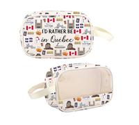 PYOUL Quebec Lover Gift I’d Rather Be in Québec Clear Makeup Bag Canada Souvenir Travel Toiletry Bag Québec Culture Merch (Be in Québec MB)