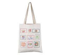 PYOUL Reading Lover Gift Book Lover Postage Stamp Tote Bag Bookish Stamp Handbag Books Reader Gift (Postage Stamp Tote)