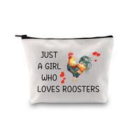 PYOUL Rooster Lover Gift Who Loves Roosters Makeup Bag Farmhouse Rustic Lover Cosmetic Bag Rooster Mama Gift (Loves Roosters Bag)