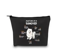 PYOUL Samoyed Inspired Gift Anatomy of A Samoyed Dog Makeup Bag Samoyed Mom Cosmetic Bag Samoyed Lover Gift Samoyed Merch (A Samoyed Dog B)