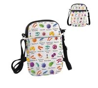 PYOUL Science Lover Gift Types of Bacteria Virus Crossbody Bag Microbiologist Travel Bag Biology Teacher Gift (Bacteria Virus CB)