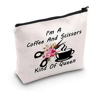 PYOUL Scissor Hair Stylist Cosmetic Pouch Bag Hairdresser Gifts I'm A Coffee and Scissors Kind of Queen Toiletry Bag (Kind of Queen B EU)