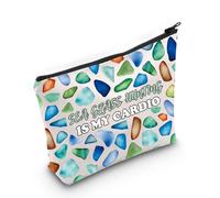 PYOUL Sea Glass Seeker Gift Sea Glass Hunting is My Cardio Makeup Bag Sea Glass Hunter Cosmetic Bag Sea Glass Lover Gift (My Cardio Bag)