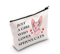 PYOUL Sphynx Cat Lover Gift Who Loves Sphynx Cat Makeup Bag Sphynx Cat Mom Cosmetic Bag Sphynx Cat Owner Gift (Loves Sphynx Cat Bag)