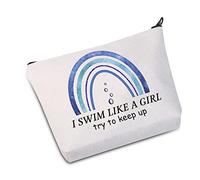 PYOUL Swim Makeup Bag Swimming Lover I Swim Like A Girl Try to Keep Up Cosmetic Bag Swim Team Gift (I Swim Like Bag EU)