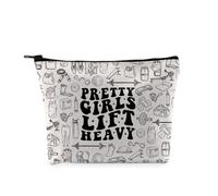 PYOUL Weightlifting Lover Gift Pretty G-irls Lift Heavy Makeup Bag Weightlifter Cosmetic Bag Workout Lover Gift Gym Lover Gift (G-irls Lift Heavy Bag)