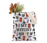 PYOUL Witchy Gift My Witchy Shit Tote Bag Halloween Present Witch Canvas Tote Bag (Witchy Shit Tote EU)