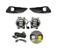 PYPFQUMQGR 1 Set For Ford For Fiesta 2013 2014 2015 2016 2017 LED Front Bumper Fog Lamp Fog Light Wire Harness Fog Lamp Grille Cover (White yellow set)