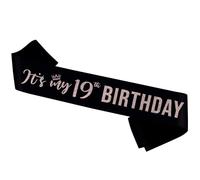 PYQWA It’s My 19th Birthday Sash, Nineteen Birthday Sash Decor,Glitter 19th Birthday Gifts for Girls,Women,Happy Birthday Party Decorations