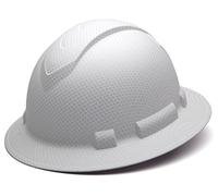 Pyramex Ridgeline Full Brim Hard Hat, 4-Point Ratchet Suspension, Matte White Graphite Pattern