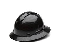 Pyramex Ridgeline Full Brim Hard Hat 4 Point Ratchet Shiny Black Graphite Pattern