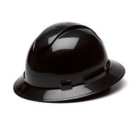 Pyramex Ridgeline Full Brim Hard Hat, 4-Point Ratchet Suspension, Black