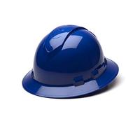 Pyramex Ridgeline Full Brim Hard Hat 6 Point Ratchet Blue Vented