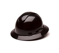Pyramex Safety Ridgeline Full Brim Hard Hat, Vented, 4 Point Ratchet Suspension, Black, Medium