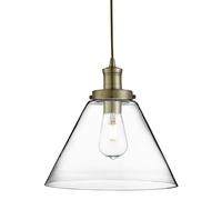 pyramid 1 light glass shade pendant light in antique brass