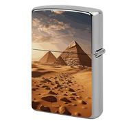 Pyramid Africa Desert Lighter Case Metal Protective Cover with Double-Sided Art Design, Cool Lighters Pouch Shockproof Lighter Cover for Men Women Gifts, Lighters Not Included