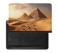 Pyramid Africa Desert Passport Holder with 3 Card Slots, Portable PU Leather Travel Wallet, Slim Protective Cover for Passport, ID, Credit Cards