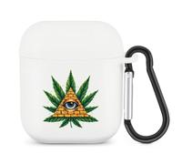 Pyramid All-Seeing Eye Weed Leaf Headphone Case Suitable for Airpods 1&2 | Bluetooth Headset Cover,Hard Shell,Shockproof,Earphone Cover,Protective Case