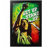Pyramid America Bob Marley - Get Up, Stand Up Framed Poster - Print with Protective Textured Coating in 13in x 19in Black Frame & Ready to Hang