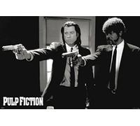 Pyramid America Pulp Fiction Duo Guns John Travolta Samuel Jackson Tarantino Comedy Crime Film Movie Cool Wall Decor Art Print Poster 90x60