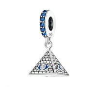 Pyramid And Devil’s Eye Dangle Charm 925 Sterling Silver Dangle Charm for European Fashion Bracelet Necklaces Wedding Day Valentine's Day Jewelry Beads Gift for Sister Family Wife