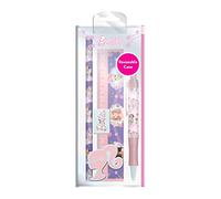 Pyramid Barbie (Little Princess) Stationery Set - Complete with Ballpoint Pen, Pencil, Eraser, Sharpener, Ruler, and Clear Case - Official Barbie Merchandise