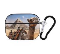 Pyramid Camel Airpod Pro Case AirPods 2 Case for Women Hard Shell Protective Cover with Carabiner Keychain Compatible with AirPods Case 2nd 1st Generation, Front LED Visible Black