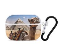 Pyramid Camel Airpod Pro Case AirPods 2 Case for Women Hard Shell Protective Cover with Carabiner Keychain Compatible with AirPods Case 2nd 1st Generation, Front LED Visible White