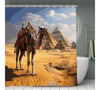 Pyramid Camel Bathroom Decorative Thick Shower Curtain with Hook Decoration 300g Luxury Weighted Polyester Cloth Bath Curtain,A Classic Waterproof Curtain Made of Washable Material,70.8x70.8inch