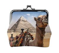 Pyramid Camel Coin Purse for Women Men, Small PU Leather Change Purse, Fashion Coin Wallet Clutch with Kiss Lock, Vintage Coin Pouch for Daily Life, Cars, Travel, Party