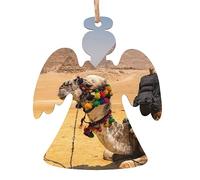 Pyramid Camel Wooden Christmas Angel Shape Ornaments Christmas Wooden Hanging Decorations with Rope Christmas Tree Hanging Decoration for Holiday Hanging Decorations