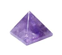 Pyramid Crystal Healing Stones - 1.2" Great Pyramid Figurine of Natural Stone Pyramid for Meditation, Reiki, Chakra Balancing and Crystal Pyramids Grid (Unakite)(Brazilian Amethyst)