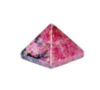 Pyramid Crystal Healing Stones - 1.2" Great Pyramid Figurine of Natural Stone Pyramid for Meditation, Reiki, Chakra Balancing and Crystal Pyramids Grid (Unakite)(Rhodonite)
