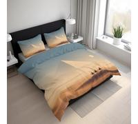 Pyramid Duvet Cover Set Emperor Size, Camel Egypt Desert Bedding Set 290x235 cm, Quilt Cover with 2 Pillowcases, Soft Microfiber 3pcs, Zip 21D&-41