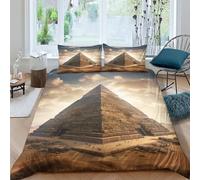 Pyramid Duvet Cover with Pillowcaser Kids 3D Printed Bedding Egyptian Ancient Civilisation Comforter Cover Soft Microfiber Quilt Cover for Girls, Boys Bedding Set，with Zipper Closure Double（200x200cm）