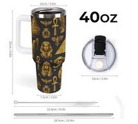 Pyramid Egypt Tribal Ancient Egyptian 40 Oz Tumbler Reusable Water Bottle Travel Mug Insulated Coffee Cup for Car Home Office