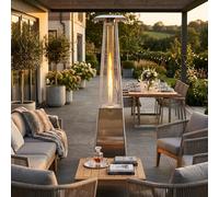 Pyramid Gas Patio Heater 360° Real Flame Outdoor Heater, Tall Freestanding Garden Heater with Adjustable Heat Control, Easy Ignition, Safety Tilt Protection & Weather-Resistant Design for Patio, Deck