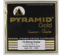 Pyramid Gold Chrome Nickel Flat Wound 12 String Electric Guitar Strings, .010 - .0465