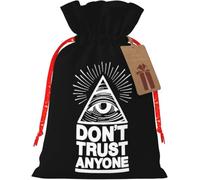 Pyramid Illuminati Don't Trust Anyone Reusable burlap bag with drawstring for Christmas and party favors